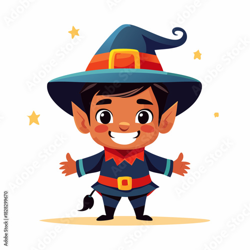 Cute Impish Character in a Pointed Hat A Cheerful Vector Illustration
