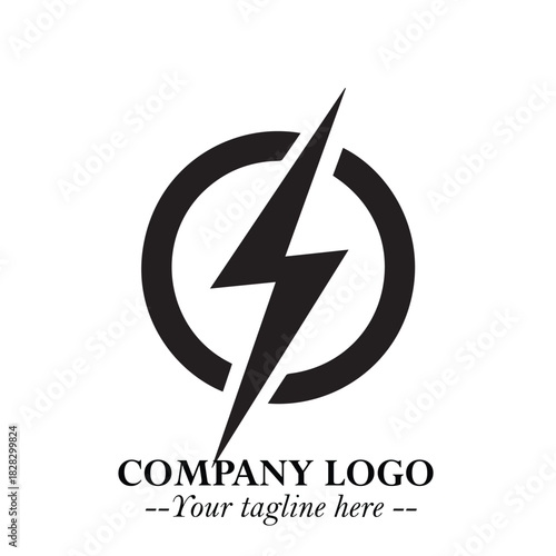 Sleek Electrical Logo Symbol on a Clean White Background for Modern Branding Design Elements Art