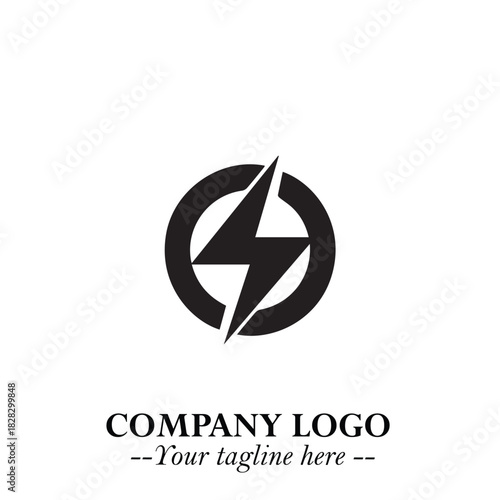 Sleek Electrical Logo Symbol on a Clean White Background for Modern Branding Design Elements Art