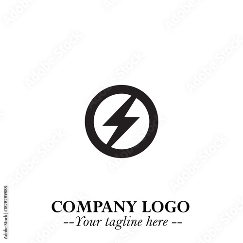 Sleek Electrical Logo Symbol on a Clean White Background for Modern Branding Design Elements Art