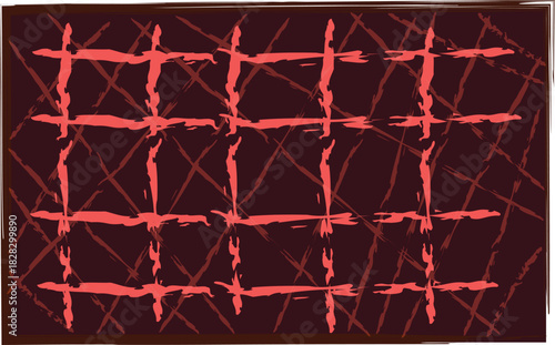 Seamless vector texture pattern with vintage geometric decoration of blood cell hearts on a black background