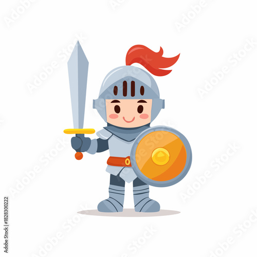 A Tiny Knight Character in Round Armor Holding a Sword