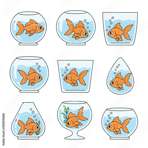 Goldfish in fishbowls collection