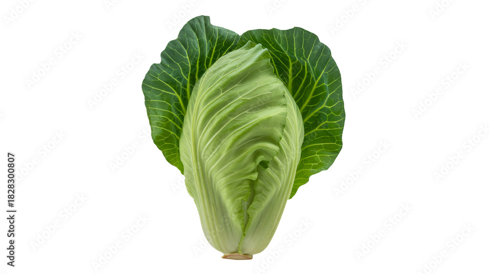 Fototapeta premium Fresh green cabbage head with vibrant leaves, perfect for healthy meals