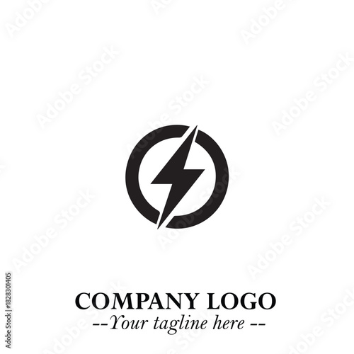 Sleek Electrical Logo Symbol on a Clean White Background for Modern Branding Design Elements Art