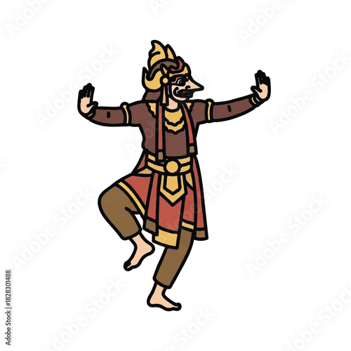 Traditional Indonesian dancer performing a ritualistic dance in costume