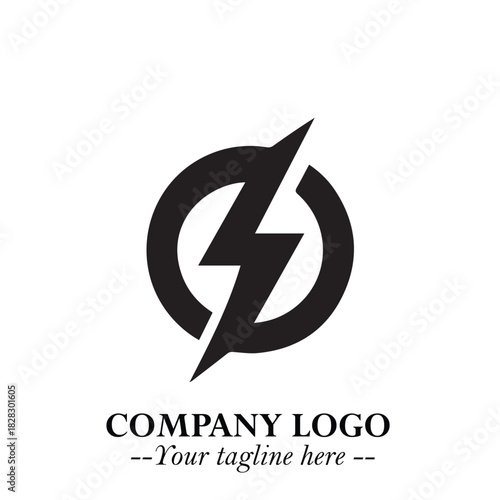 Sleek Electrical Logo Symbol on a Clean White Background for Modern Branding Design Elements Art