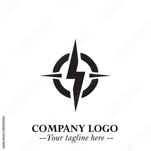 Sleek Electrical Logo Symbol on a Clean White Background for Modern Branding Design Elements Art