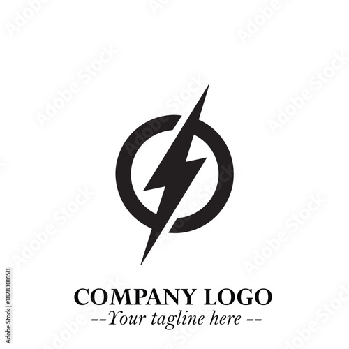 Sleek Electrical Logo Symbol on a Clean White Background for Modern Branding Design Elements Art