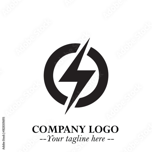Sleek Electrical Logo Symbol on a Clean White Background for Modern Branding Design Elements Art