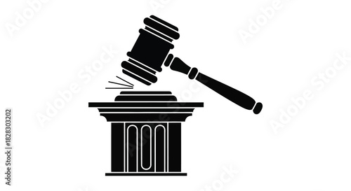 Justice gavel striking sound block icon representing law and order