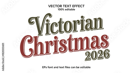 Editable merry Christmas 2026 typography text effect for cards and banners
