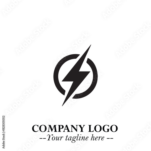 Sleek Electrical Logo Symbol on a Clean White Background for Modern Branding Design Elements Art