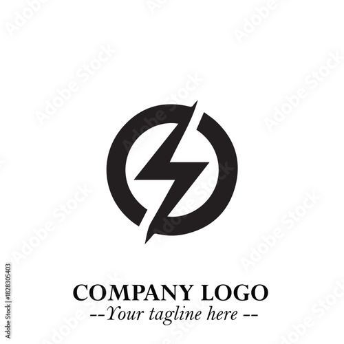 Sleek Electrical Logo Symbol on a Clean White Background for Modern Branding Design Elements Art