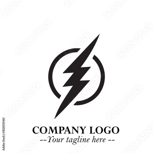 Sleek Electrical Logo Symbol on a Clean White Background for Modern Branding Design Elements Art