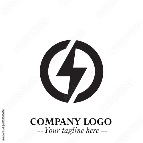 Sleek Electrical Logo Symbol on a Clean White Background for Modern Branding Design Elements Art