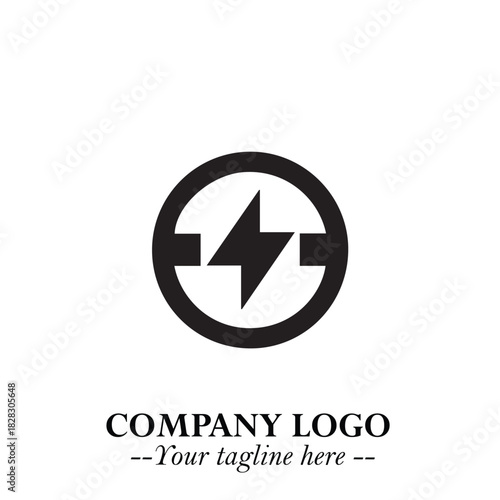 Sleek Electrical Logo Symbol on a Clean White Background for Modern Branding Design Elements Art