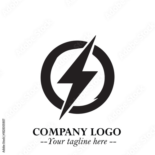 Sleek Electrical Logo Symbol on a Clean White Background for Modern Branding Design Elements Art