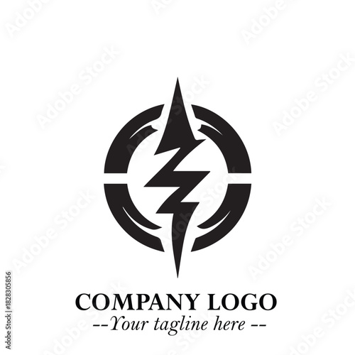 Sleek Electrical Logo Symbol on a Clean White Background for Modern Branding Design Elements Art