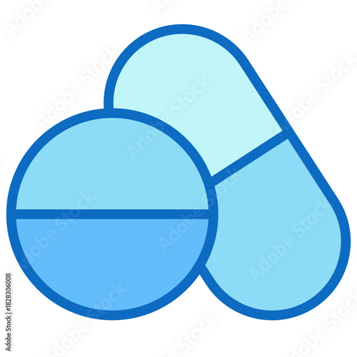 Medication Pills Blue Fill Icon Design Vector - set of pills representing medicine, supplements, treatment, and health care