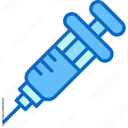 Syringe Blue Fill Icon Design Vector - syringe representing vaccination, injection, immunization, and medical treatment