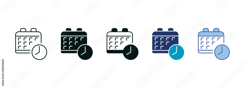 Fototapeta premium Schedule Icon Set Consisting of Multiple Styles Vector Illustration