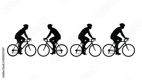 Cyclist silhouettes vector set isolated on white background, Vector