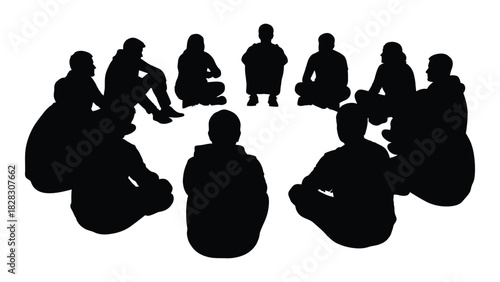 Group discussion silhouette isolated on white background, Vector