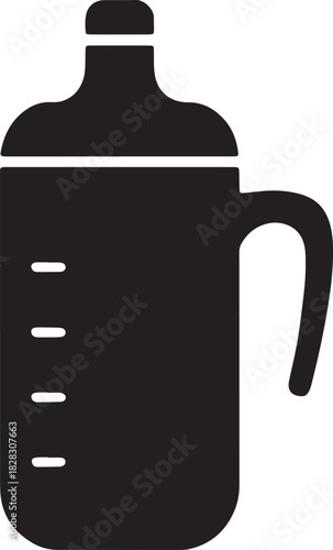 Black and white water bottle vector icon perfect for health and fitness content