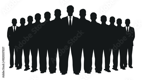 Leadership and business team silhouette isolated on white background, Vector