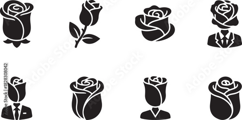 Elegant Rose Figures in Formal Attire Silhouette