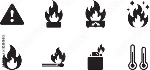 Heat and Warning Symbols Elements of Fire and Temperature