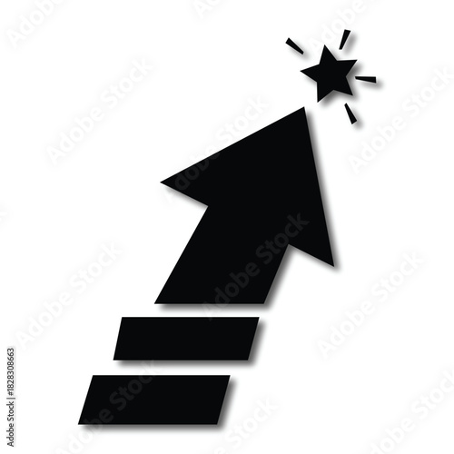 Achievement Award Icon Vector - Success Progress Arrow Star Symbol