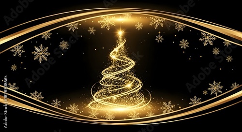 Modern polygonal Christmas tree on dark background