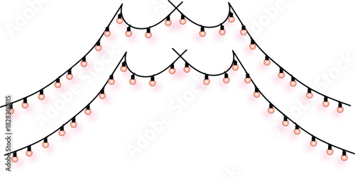 Festive string lights illustration, ideal for holiday decorations and celebrations, adding warmth and ambiance to any event, perfect for Christmas or New Year
