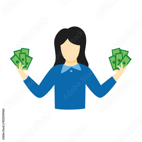Female employee receiving salary