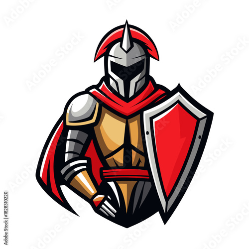 knight full armor holding shield logo  