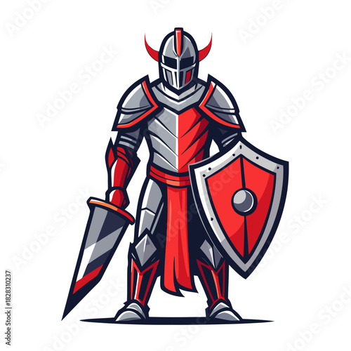 knight full body holding shield logo  
