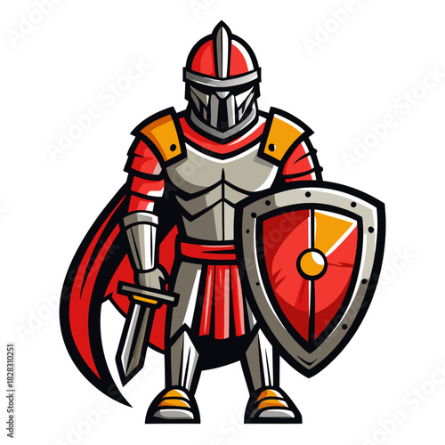 knight full body holding shield logo  