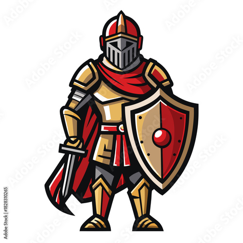 knight full body holding shield logo  
