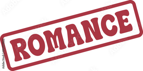 Elegant ROMANCE red rubber stamp conveying passionate love and tender heartfelt affection