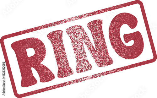 Classic RING word red rubber stamp ideal for wedding, engagement, and jewelry concepts