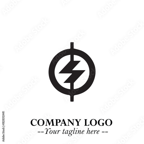 Sleek Electrical Logo Symbol on a Clean White Background for Modern Branding Design Elements Art