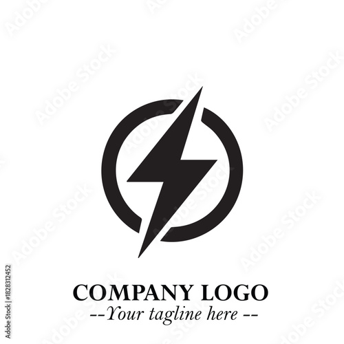 Sleek Electrical Logo Symbol on a Clean White Background for Modern Branding Design Elements Art