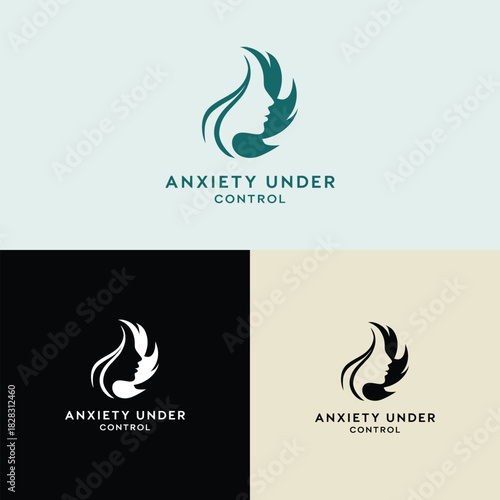 Serene State: A symbolic representation of control over anxiety, with the design that depicts a human profile intertwined with abstract forms, conveying calmness and emotional regulation.