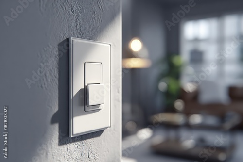 Close-up of a modern light switch on a wall.