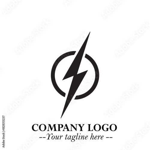 Sleek Electrical Logo Symbol on a Clean White Background for Modern Branding Design Elements Art