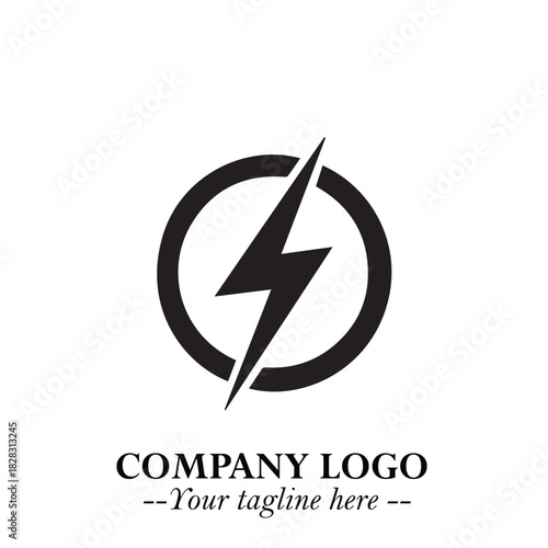 Sleek Electrical Logo Symbol on a Clean White Background for Modern Branding Design Elements Art