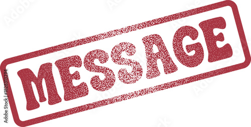 Message communication red textured rubber stamp impression for important statement