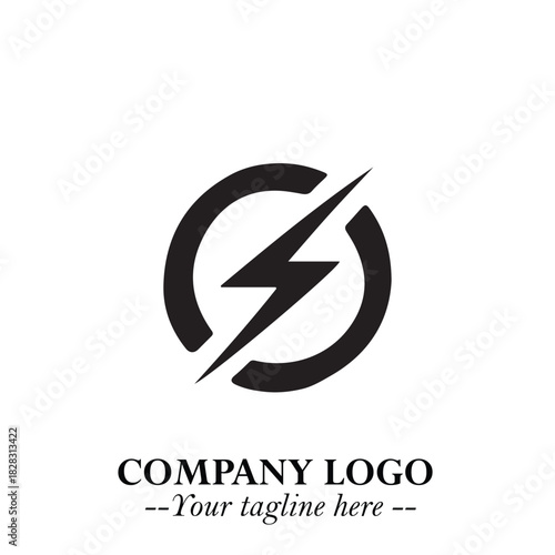 Sleek Electrical Logo Symbol on a Clean White Background for Modern Branding Design Elements Art